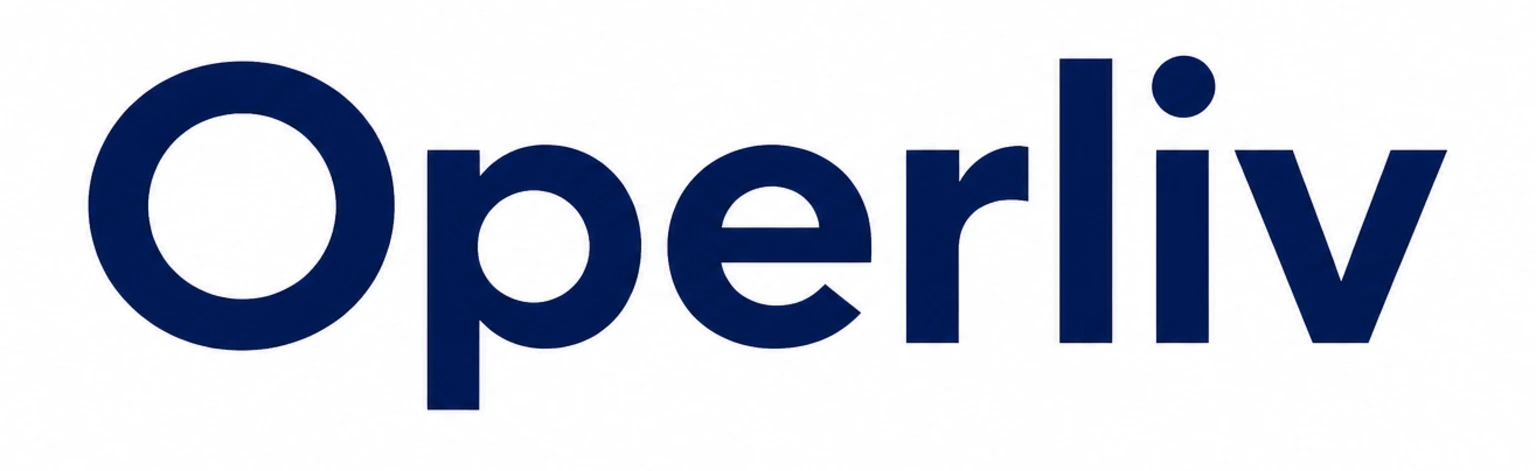 Logotipo de Operliv: símbolo geométrico azul y blanco acompañado del nombre Operliv, representando control operativo, estructura, procesos conectados y visibilidad empresarial.
